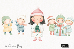 Cute Christmas Children Clipart | Christmas PNG Product Image 1