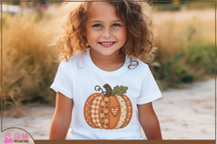 Fall faux embroidery plaid pumpkin, Polka Dot Autumn pumpkin Product Image 2