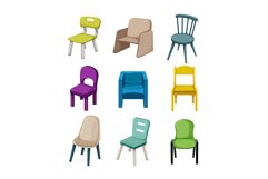 kid chair set cartoon vector illustration Product Image 1