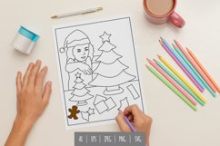 Girl Decorating Christmas Tree Coloring Page Product Image 1