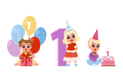 theme kid girl first birthday vector Product Image 1