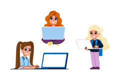 creativity kid girl laptop vector Product Image 1