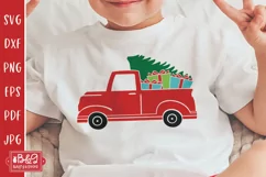Christmas Red Truck SVG - Red Truck with Tree and Presents Product Image 1