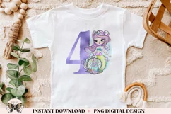 4th Birthday Mermaid PNG For Sublimation Or Printing Product Image 2