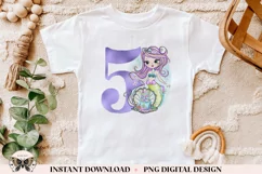 5th Birthday Mermaid PNG For Sublimation Or Printing Product Image 2