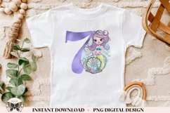 7th Birthday Mermaid PNG For Sublimation Or Printing Product Image 2