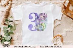 3rd Birthday Mermaid PNG For Sublimation Or Printing Product Image 2