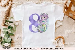 8th Birthday Mermaid PNG For Sublimation Or Printing Product Image 2
