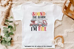 Fire Truck 5th Birthday PNG - Sound Alarm I'm FIVE! Product Image 2