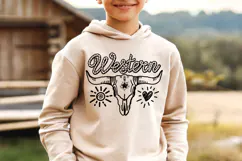 Western Skull Clipart SVG Rope Font Western Tshirt Design Product Image 3