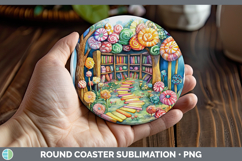 GorgeousKids 01 Bookshelf Round Coaster design.