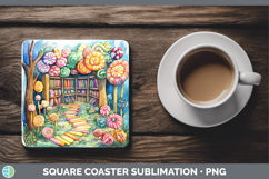 GorgeousKids 01 Bookshelf Square Coaster design.