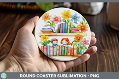 GorgeousKids 01 Bookshelf Round Coaster design.