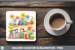 GorgeousKids 01 Bookshelf Square Coaster design.