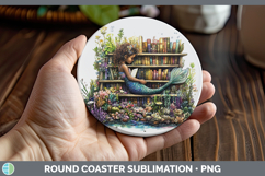 GorgeousKids 01 Bookshelf Round Coaster design.