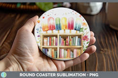 GorgeousKids 01 Bookshelf Round Coaster design.