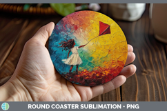 GorgeousKids 01 Thick Paint Round Coaster design.