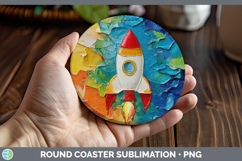 GorgeousKids 02 Thick Paint Round Coaster design.