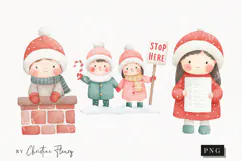 Cute Christmas Children Clipart | Christmas PNG Product Image 1
