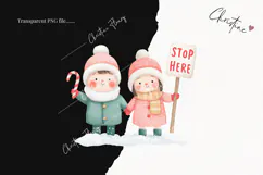 Cute Christmas Children Clipart | Christmas PNG Product Image 2