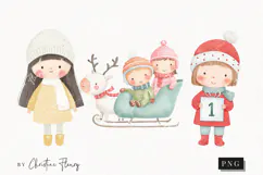 Cute Christmas Children Clipart | Christmas PNG Product Image 1
