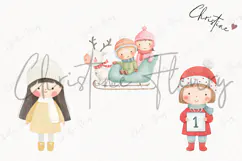Cute Christmas Children Clipart | Christmas PNG Product Image 3