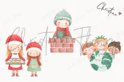 Cute Christmas Children Clipart | Christmas PNG Product Image 3