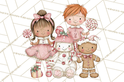 Kids with Gingerbread Cookies Clipart PNG, Cartoon Holiday Product Image 2