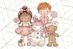 Kids with Gingerbread Cookies Clipart PNG, Cartoon Holiday Product Image 2