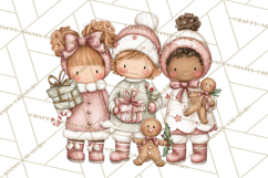 Kids with Gingerbread Cookies Clipart PNG, Cartoon Holiday Product Image 4