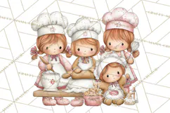 Kids with Gingerbread Cookies Clipart PNG, Cartoon Holiday Product Image 5