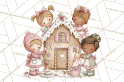 Kids with Gingerbread Cookies Clipart PNG, Cartoon Holiday Product Image 2