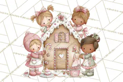 Kids with Gingerbread Cookies Clipart PNG, Cartoon Holiday Product Image 2
