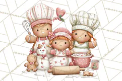 Kids with Gingerbread Cookies Clipart PNG, Cartoon Holiday Product Image 3