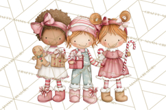 Kids with Gingerbread Cookies Clipart PNG, Cartoon Holiday Product Image 5
