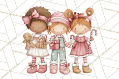 Kids with Gingerbread Cookies Clipart PNG, Cartoon Holiday Product Image 5