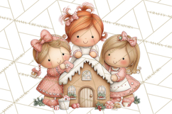 Kids with Gingerbread Cookies Clipart PNG, Cartoon Holiday Product Image 2