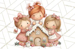 Kids with Gingerbread Cookies Clipart PNG, Cartoon Holiday Product Image 2
