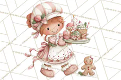 Kids with Gingerbread Cookies Clipart PNG, Cartoon Holiday Product Image 5