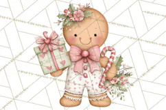 Kids with Gingerbread Cookies Clipart PNG, Cartoon Holiday Product Image 4