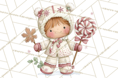 Kids with Gingerbread Cookies Clipart PNG, Cartoon Holiday Product Image 3