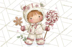 Kids with Gingerbread Cookies Clipart PNG, Cartoon Holiday Product Image 3