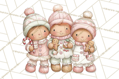 Kids with Gingerbread Cookies Clipart PNG, Cartoon Holiday Product Image 4