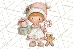 Kids with Gingerbread Cookies Clipart PNG, Cartoon Holiday Product Image 4
