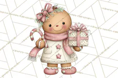 Kids with Gingerbread Cookies Clipart PNG, Cartoon Holiday Product Image 3