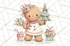 Kids with Gingerbread Cookies Clipart PNG, Cartoon Holiday Product Image 5