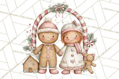 Kids with Gingerbread Cookies Clipart PNG, Cartoon Holiday Product Image 4