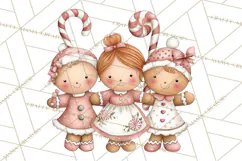 Kids with Gingerbread Cookies Clipart PNG, Cartoon Holiday Product Image 5