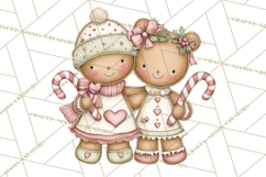 Kids with Gingerbread Cookies Clipart PNG, Cartoon Holiday Product Image 3