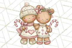 Kids with Gingerbread Cookies Clipart PNG, Cartoon Holiday Product Image 3